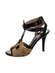 Proenza Schouler Leather Colorblock Pattern T-Strap Sandals
