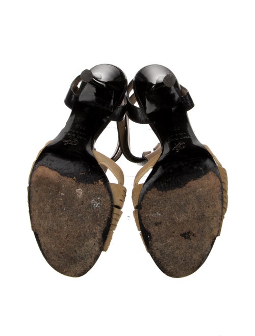 Proenza Schouler Leather Colorblock Pattern T-Strap Sandals