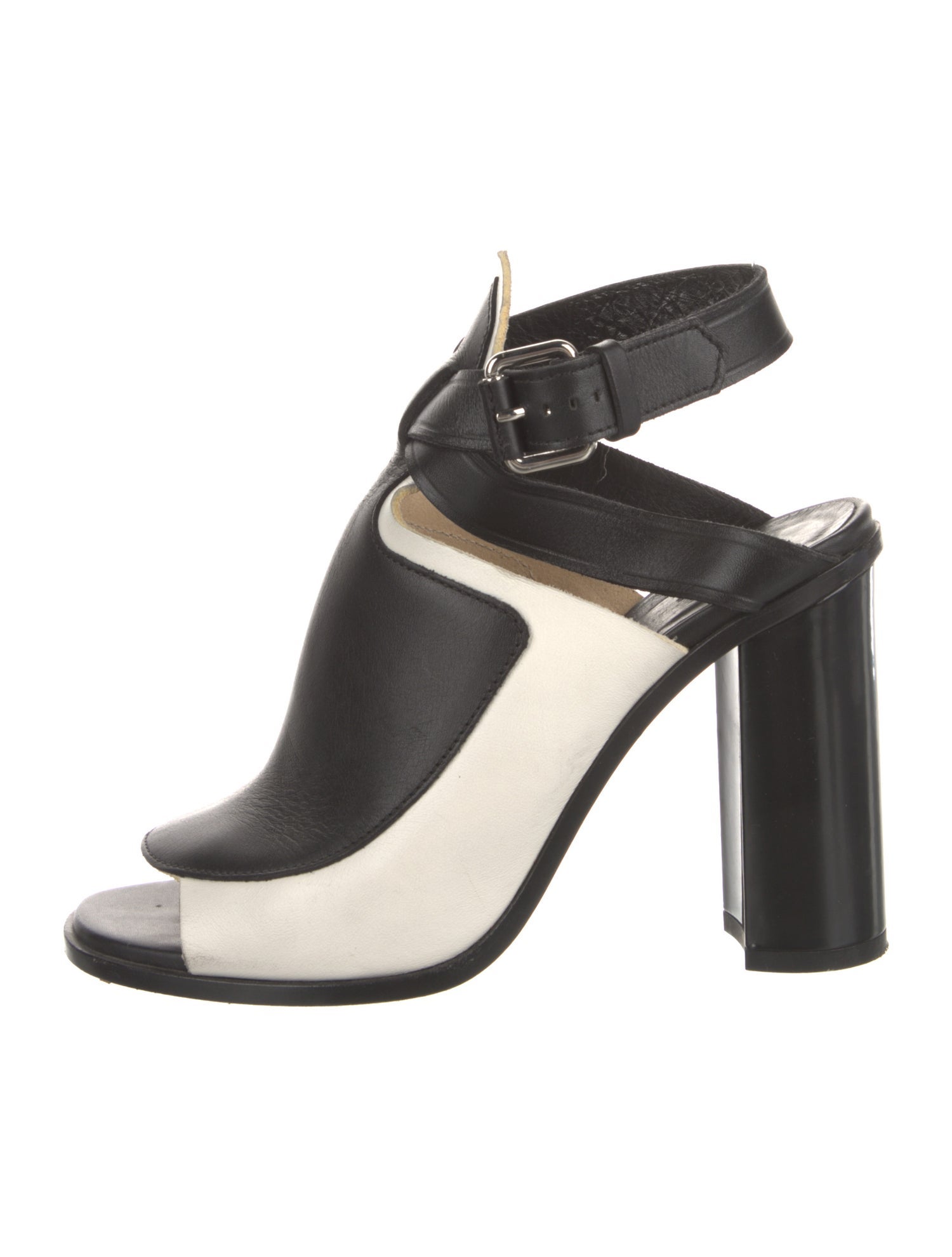 Proenza Schouler Leather Colorblock Pattern Slingback Sandals