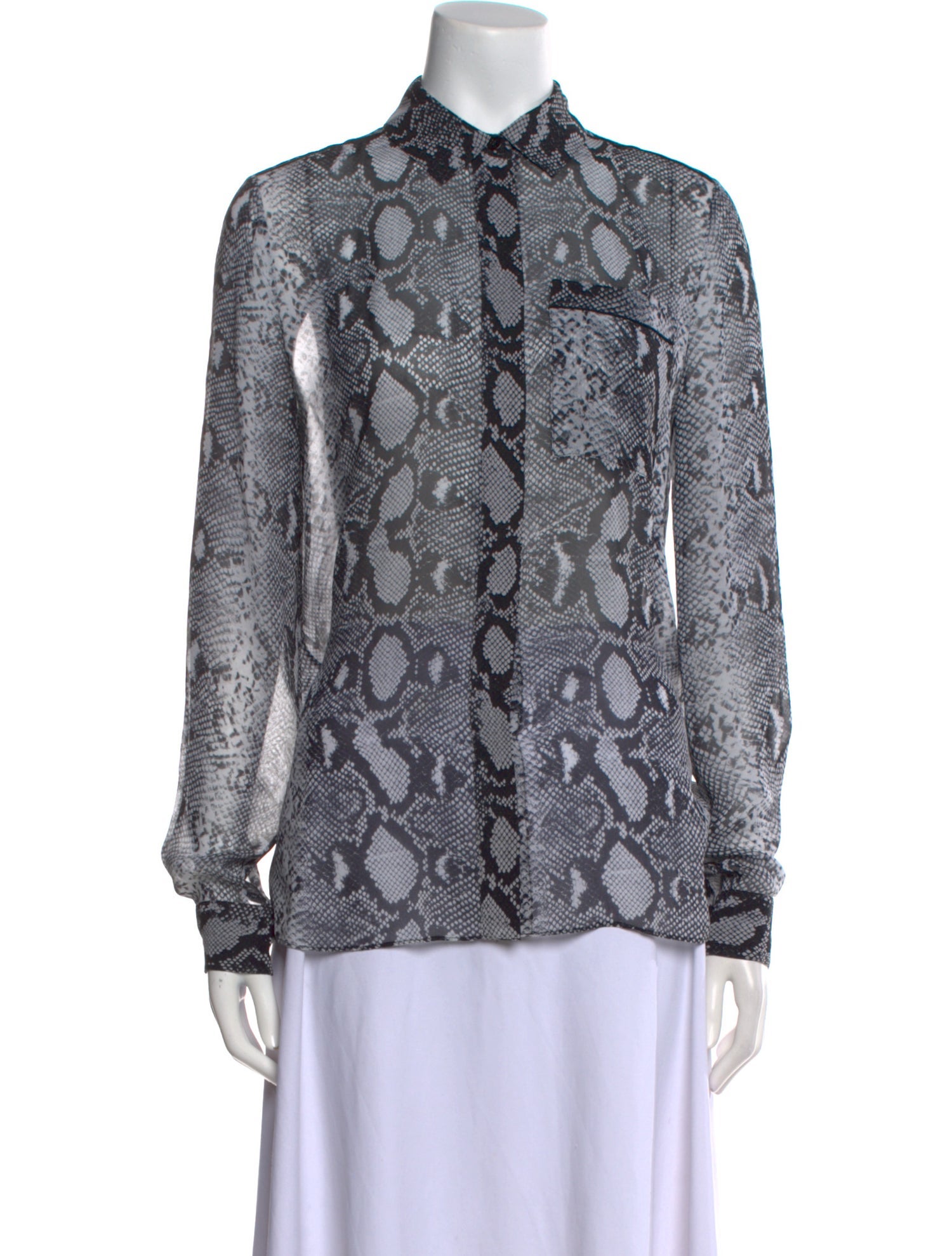 Proenza Schouler Silk Animal Print Button-Up Top