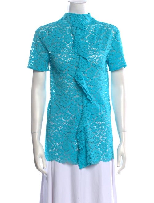 Proenza Schouler Lace Pattern Mock Neck Button-Up Top