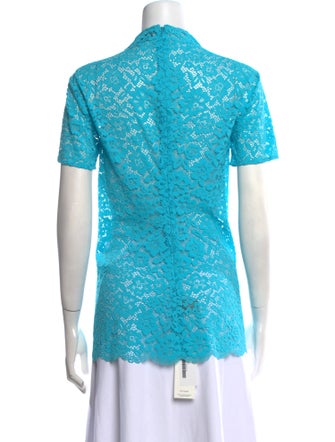 Proenza Schouler Lace Pattern Mock Neck Button-Up Top