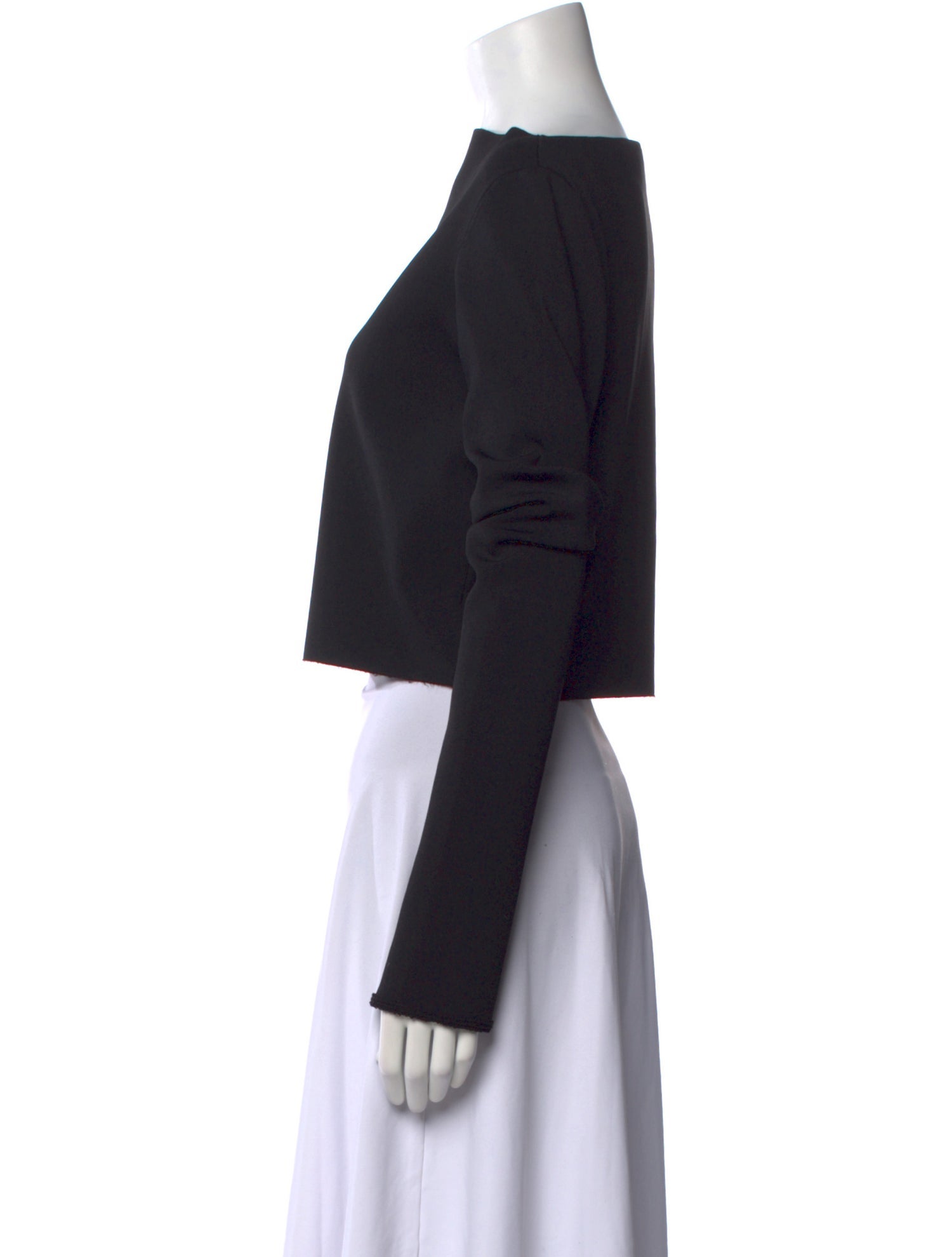 Proenza Schouler Bateau Neckline Long Sleeve Crop Top