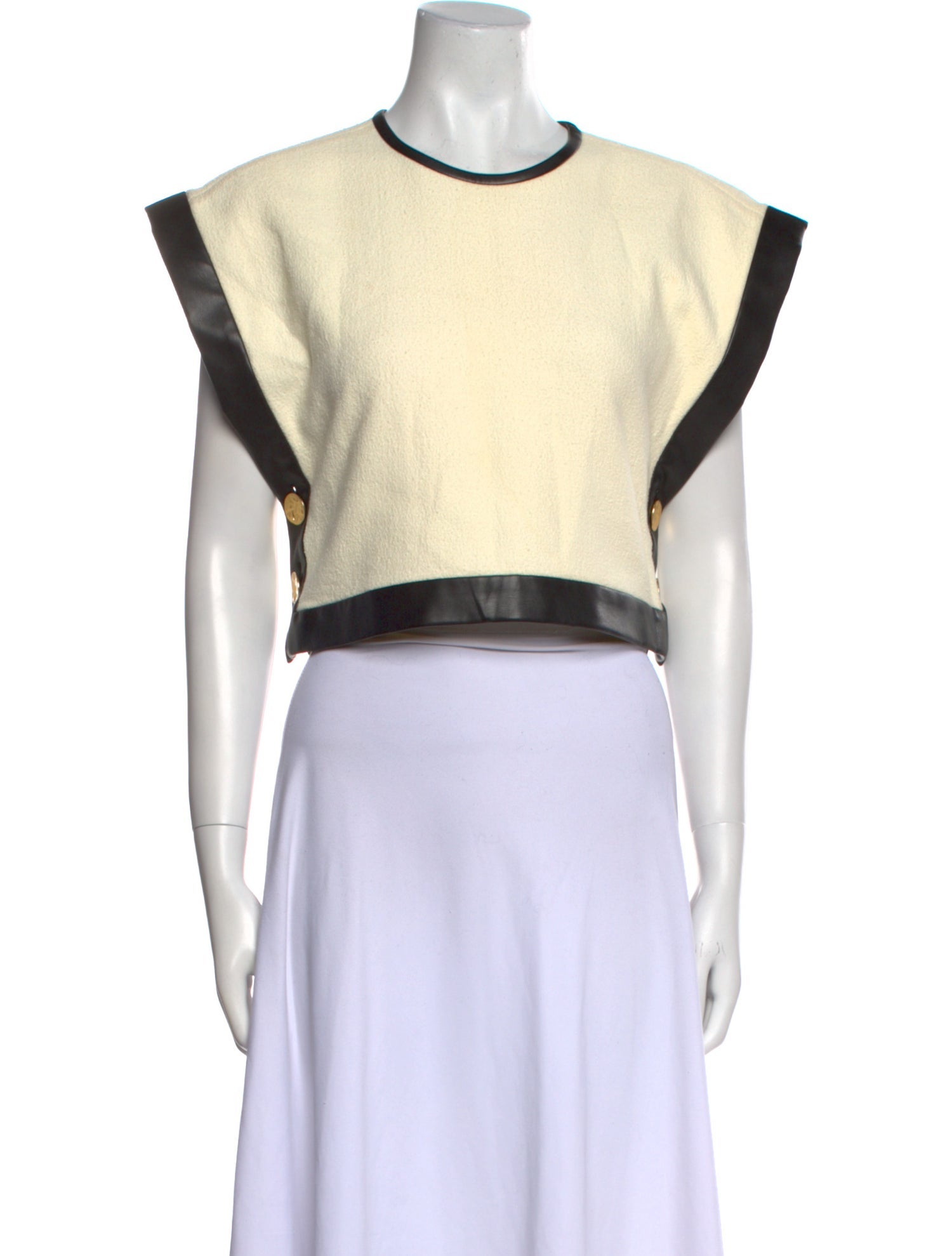 Proenza Schouler Colorblock Pattern Crew Neck Crop Top