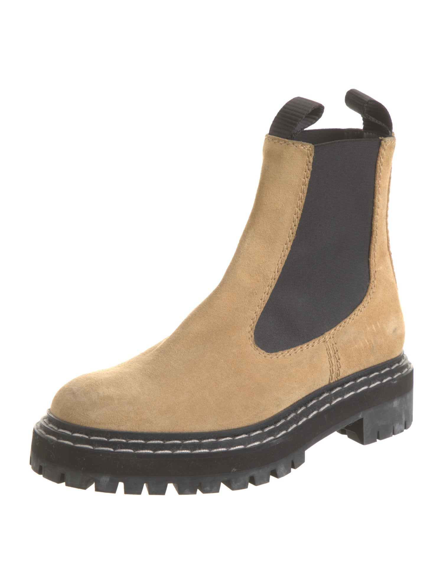 Proenza Schouler Suede Colorblock Pattern Chelsea Boots