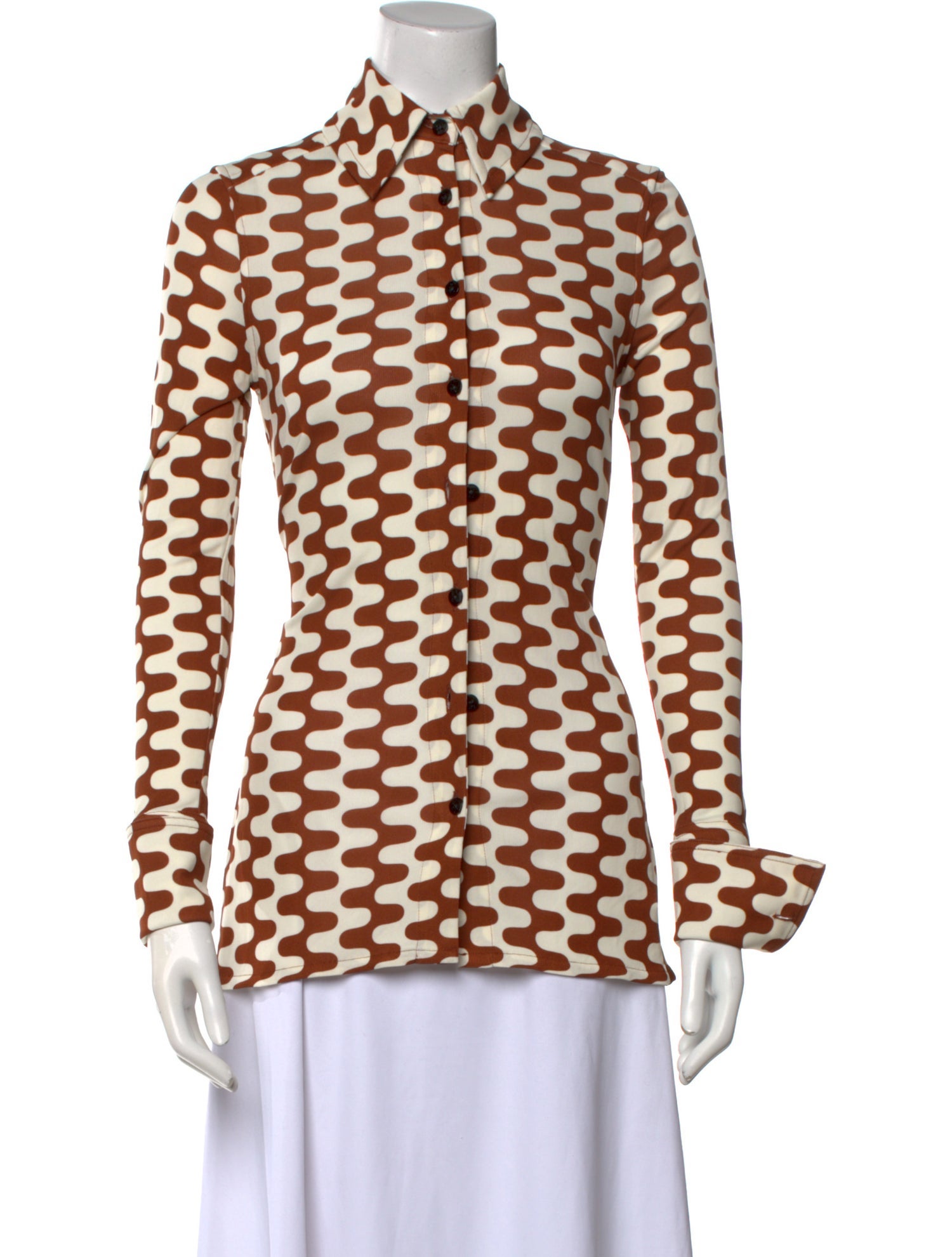 Proenza Schouler Printed Mock Neck Button-Up Top