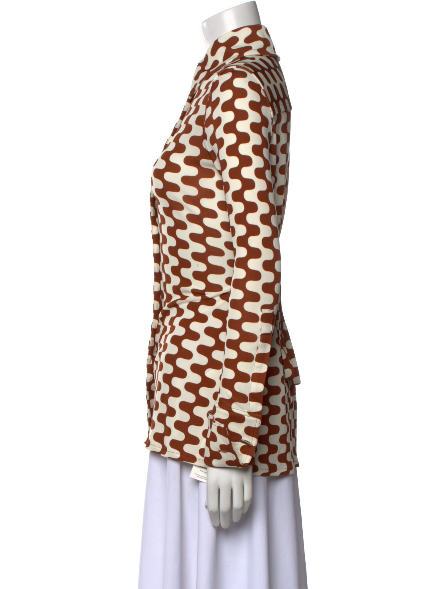 Proenza Schouler Printed Mock Neck Button-Up Top