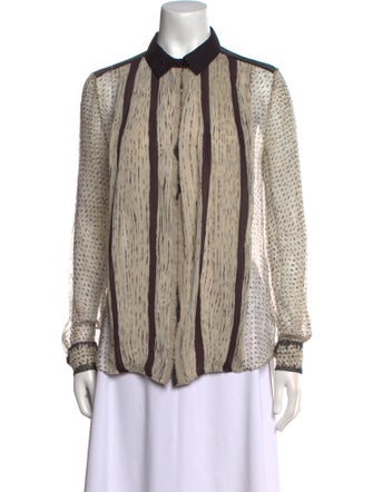 Proenza Schouler Silk Striped Button-Up Top