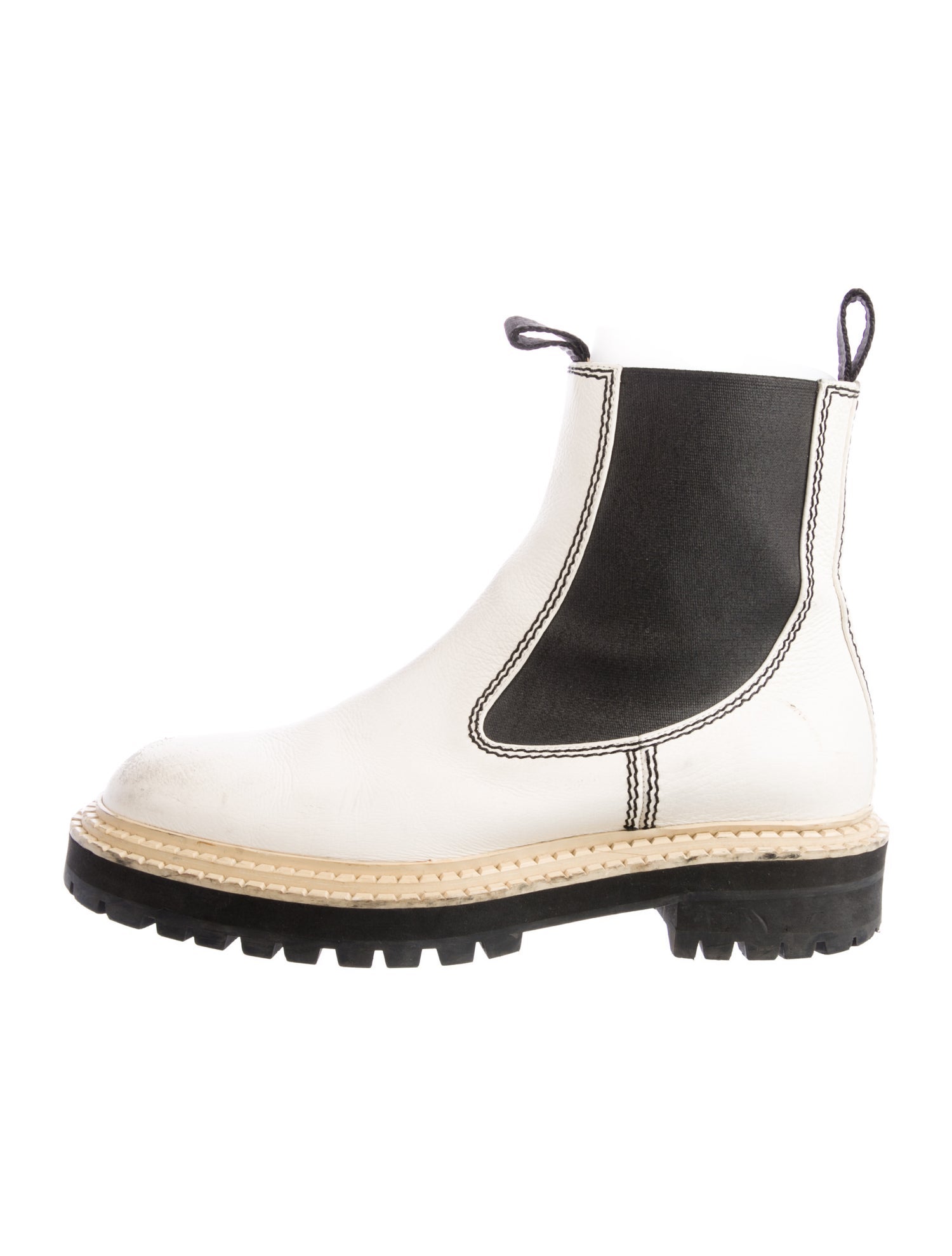 Proenza Schouler Leather Colorblock Pattern Chelsea Boots