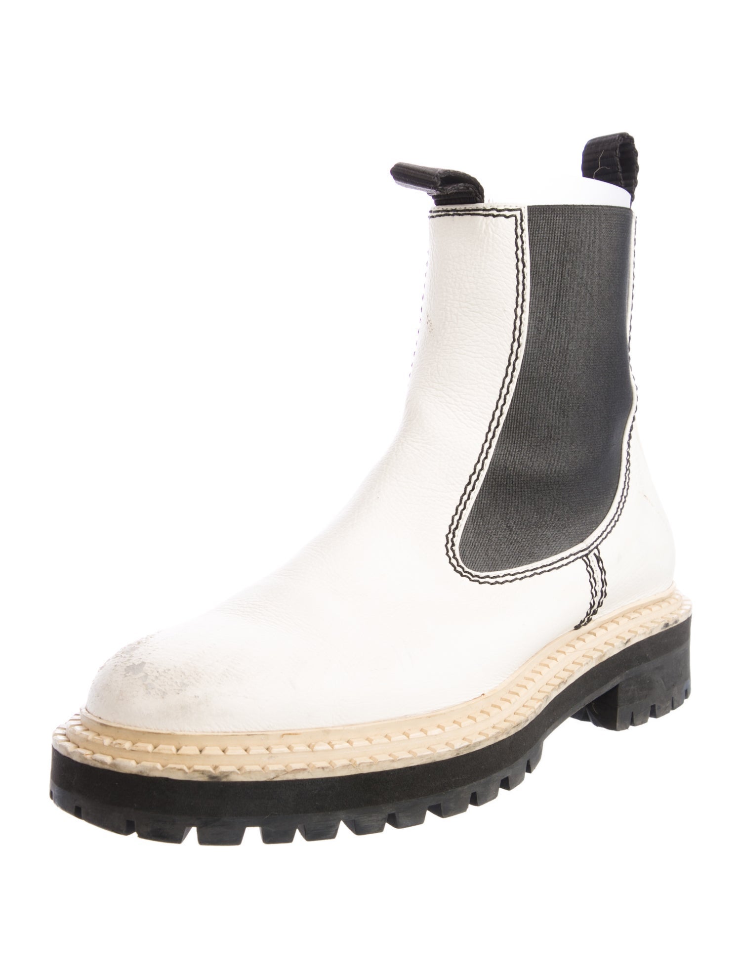 Proenza Schouler Leather Colorblock Pattern Chelsea Boots