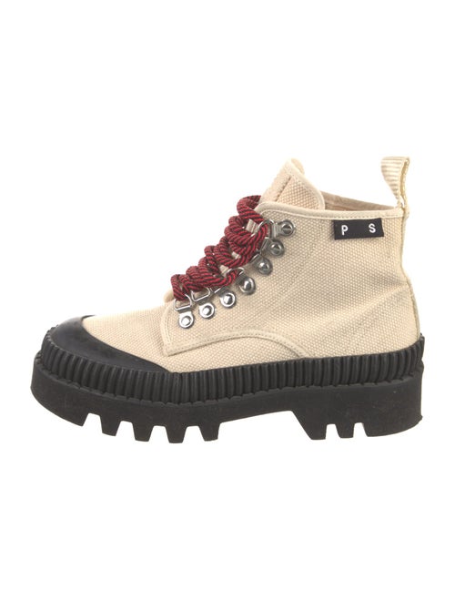 Proenza Schouler Canvas Colorblock Pattern Combat Boots