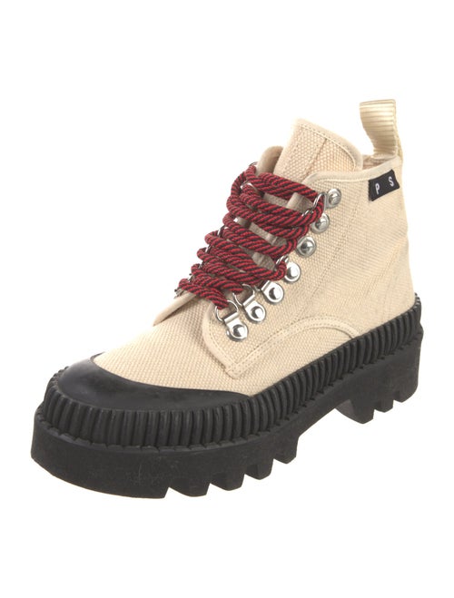 Proenza Schouler Canvas Colorblock Pattern Combat Boots