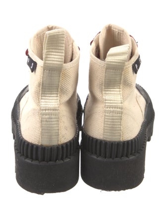 Proenza Schouler Canvas Colorblock Pattern Combat Boots
