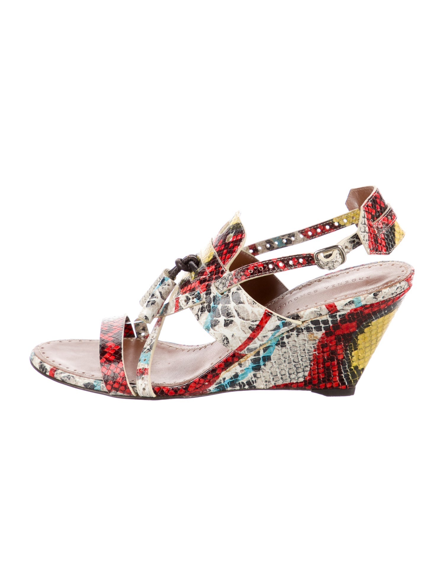 Proenza Schouler Snakeskin Printed T-Strap Sandals