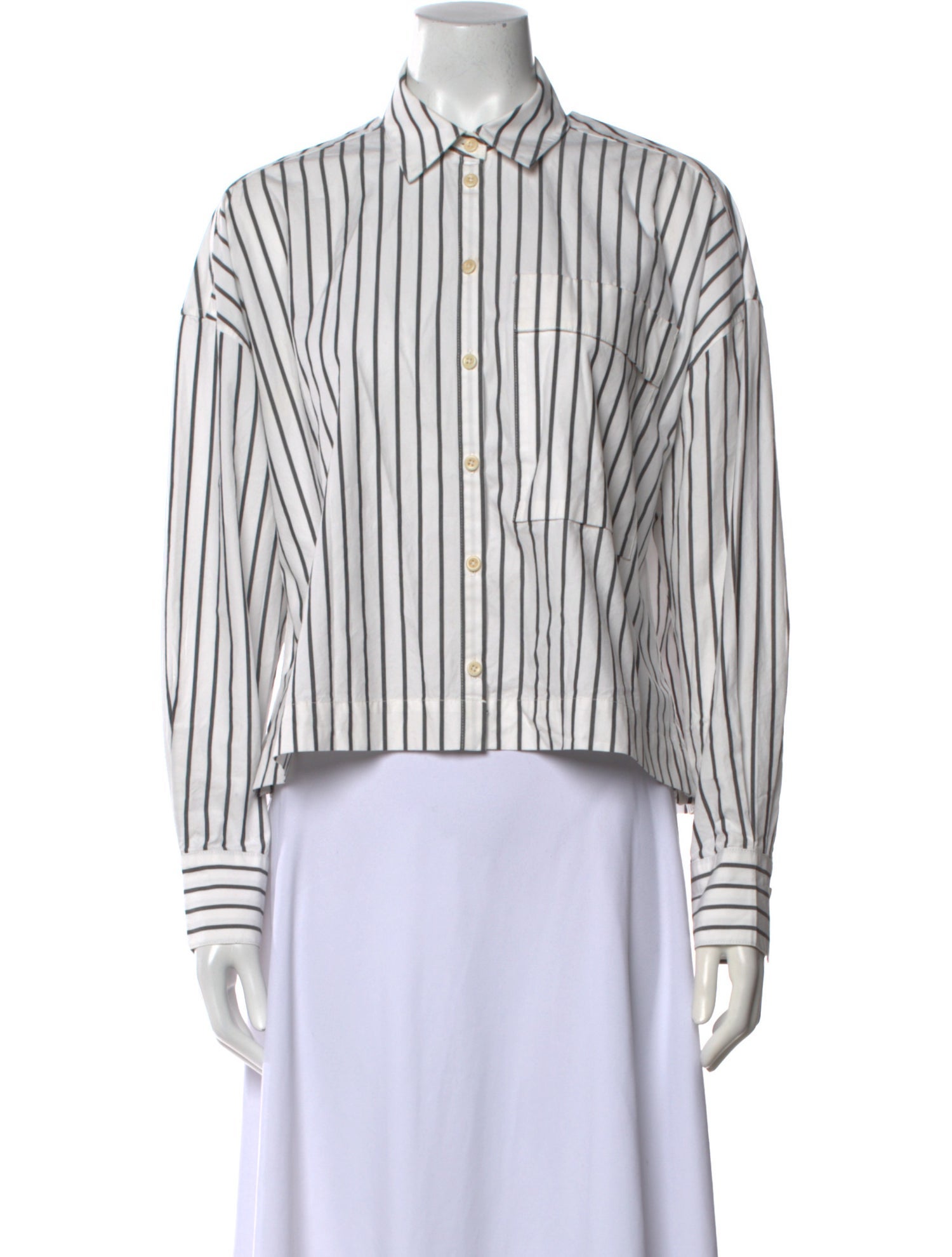 Proenza Schouler Striped Long Sleeve Button-Up Top
