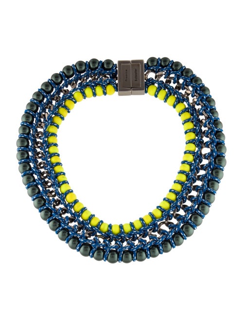 Proenza Schouler Faux Pearl Woven Ladder Collar Necklace