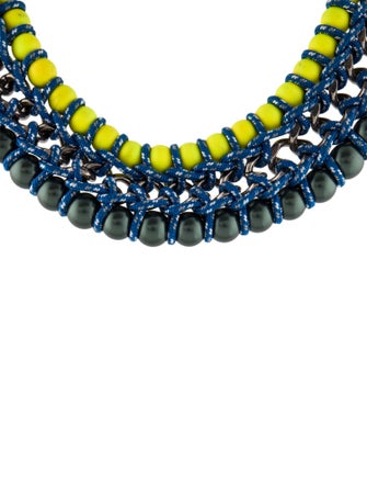 Proenza Schouler Faux Pearl Woven Ladder Collar Necklace