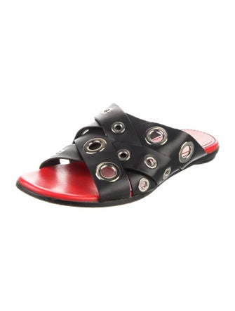 Proenza Schouler Leather Eyelet Trim Slides