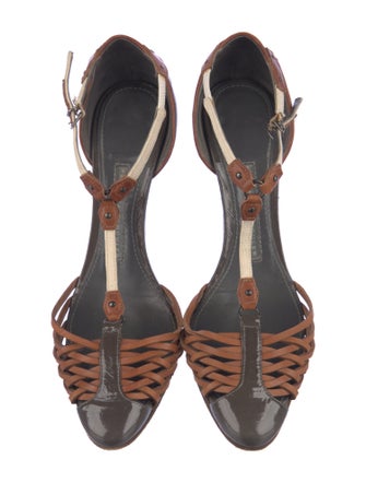 Proenza Schouler Patent Leather Animal Print T-Strap Pumps