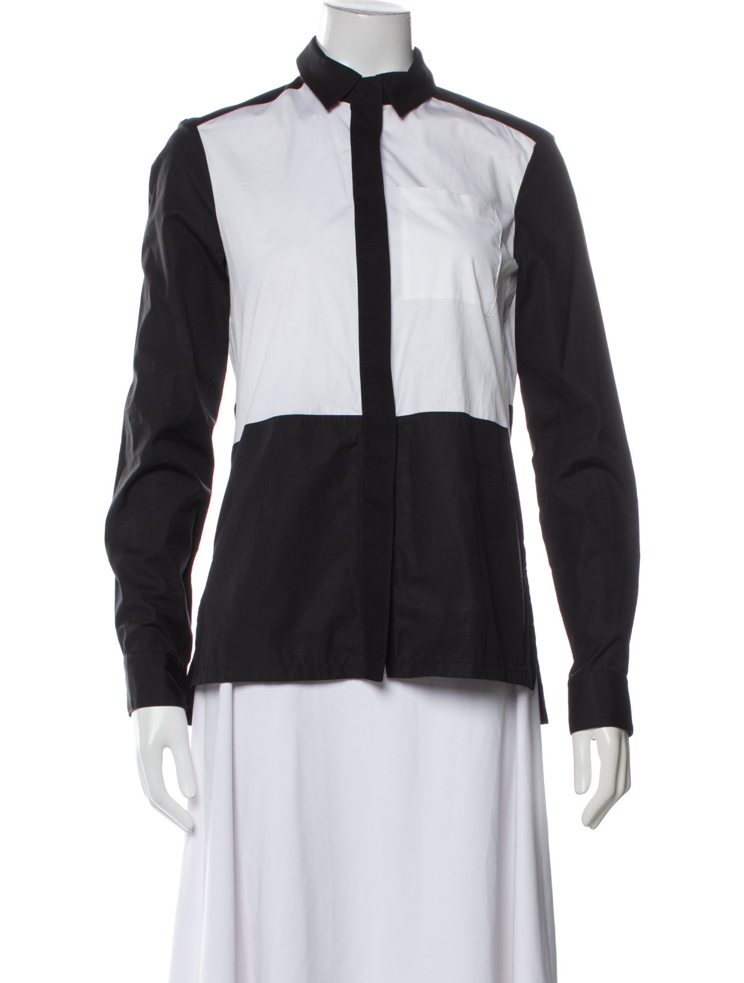 Proenza Schouler Colorblock Pattern Mock Neck Sweatshirt