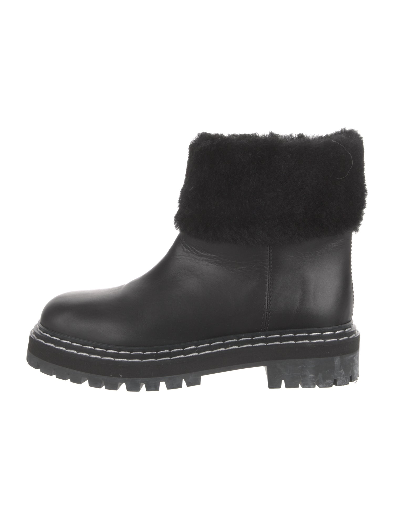 Proenza Schouler Leather Faux Fur Trim Boots