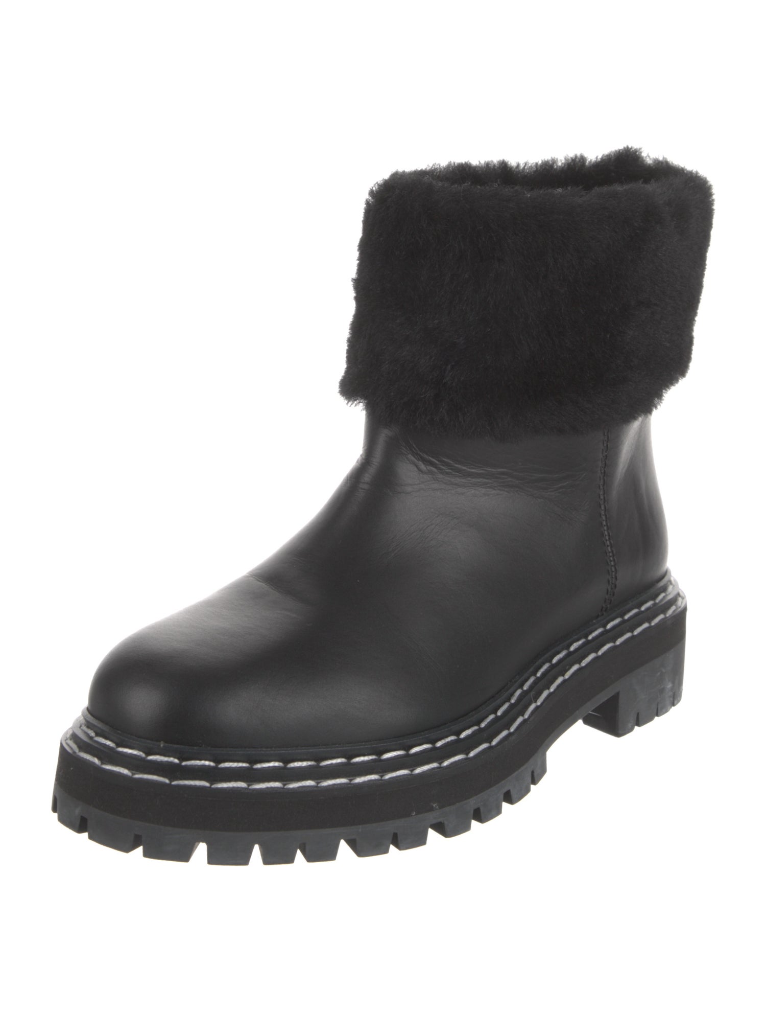 Proenza Schouler Leather Faux Fur Trim Boots