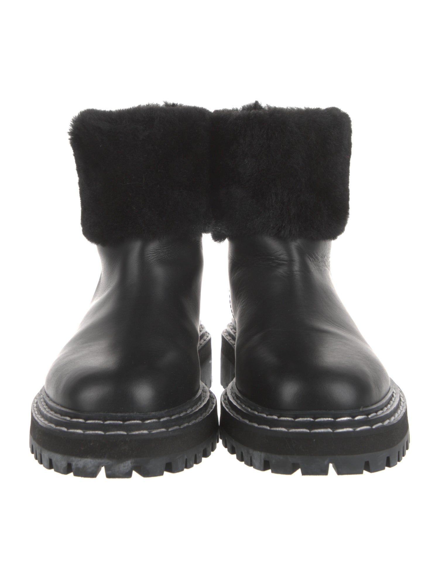 Proenza Schouler Leather Faux Fur Trim Boots