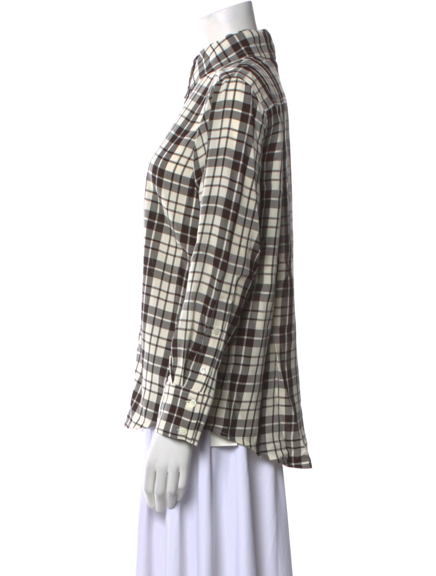 Proenza Schouler Plaid Print Long Sleeve Button-Up Top w/ Tags