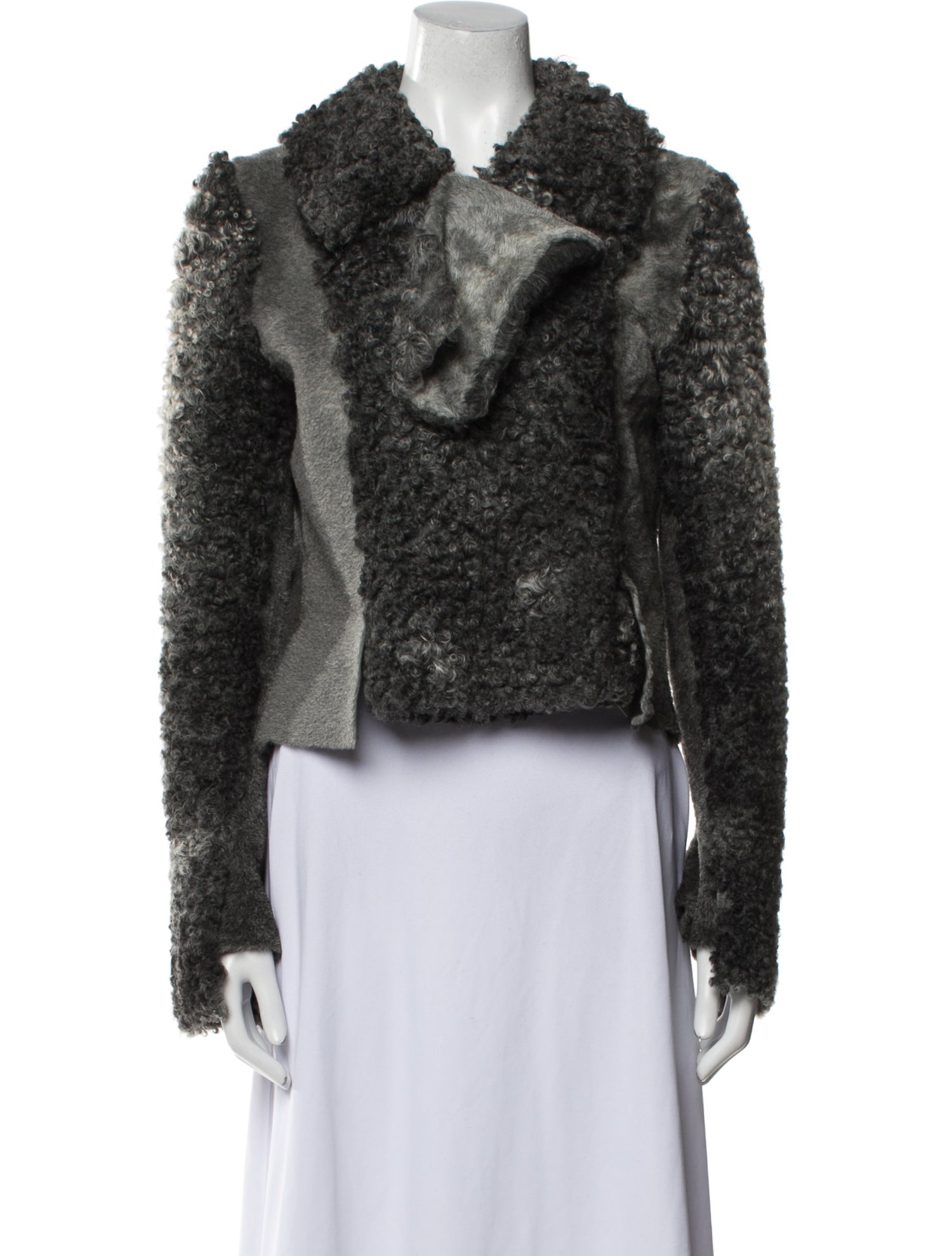 Proenza Schouler Lambskin Tweed Pattern Faux Fur Jacket