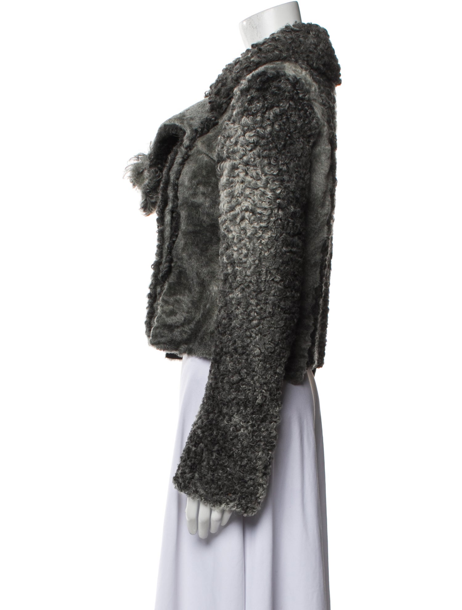 Proenza Schouler Lambskin Tweed Pattern Faux Fur Jacket