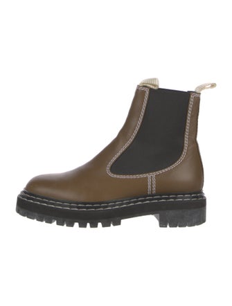 Proenza Schouler Leather Colorblock Pattern Chelsea Boots
