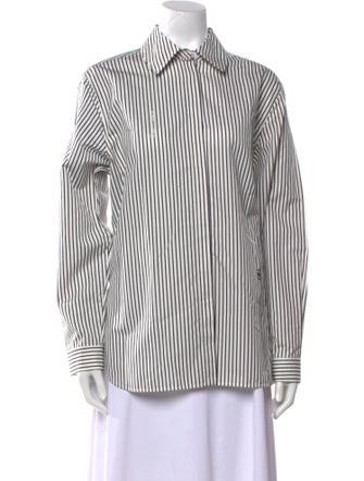 Proenza Schouler Striped Long Sleeve Button-Up Top
