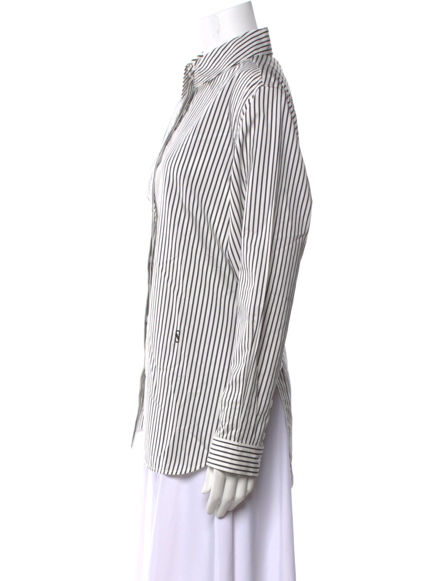 Proenza Schouler Striped Long Sleeve Button-Up Top