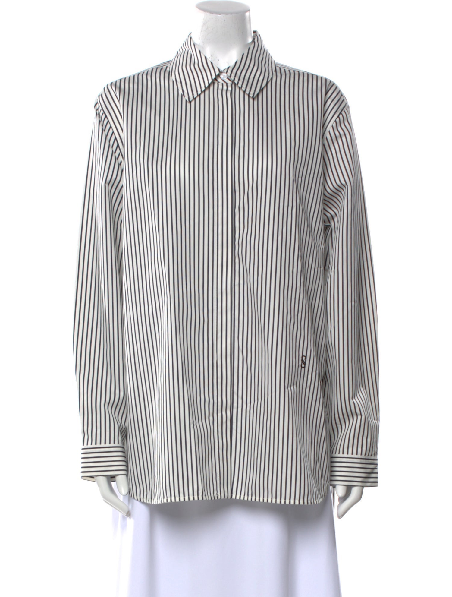 Proenza Schouler Striped Long Sleeve Button-Up Top