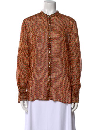 Proenza Schouler Silk Striped Button-Up Top