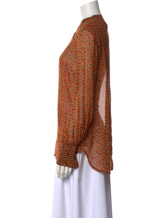 Proenza Schouler Silk Striped Button-Up Top