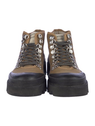 Proenza Schouler Colorblock Pattern Grosgrain Trim Hiking Boots