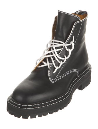Proenza Schouler Leather Whipstitch Trim Combat Boots