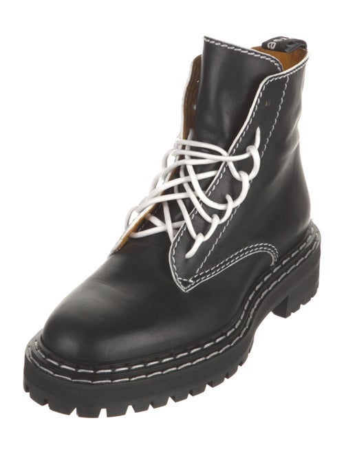 Proenza Schouler Leather Whipstitch Trim Combat Boots