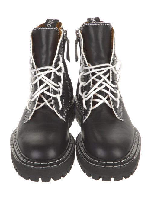 Proenza Schouler Leather Whipstitch Trim Combat Boots