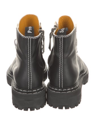 Proenza Schouler Leather Whipstitch Trim Combat Boots