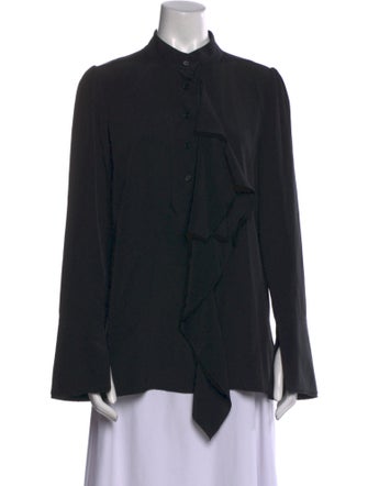 Proenza Schouler Silk Mock Neck Button-Up Top