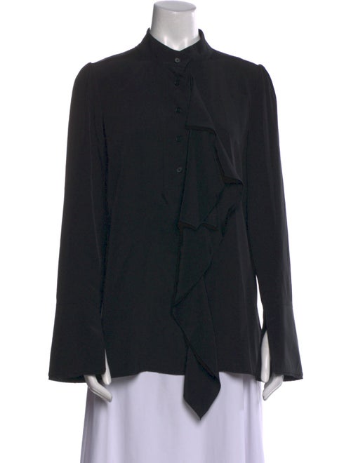 Proenza Schouler Silk Mock Neck Button-Up Top