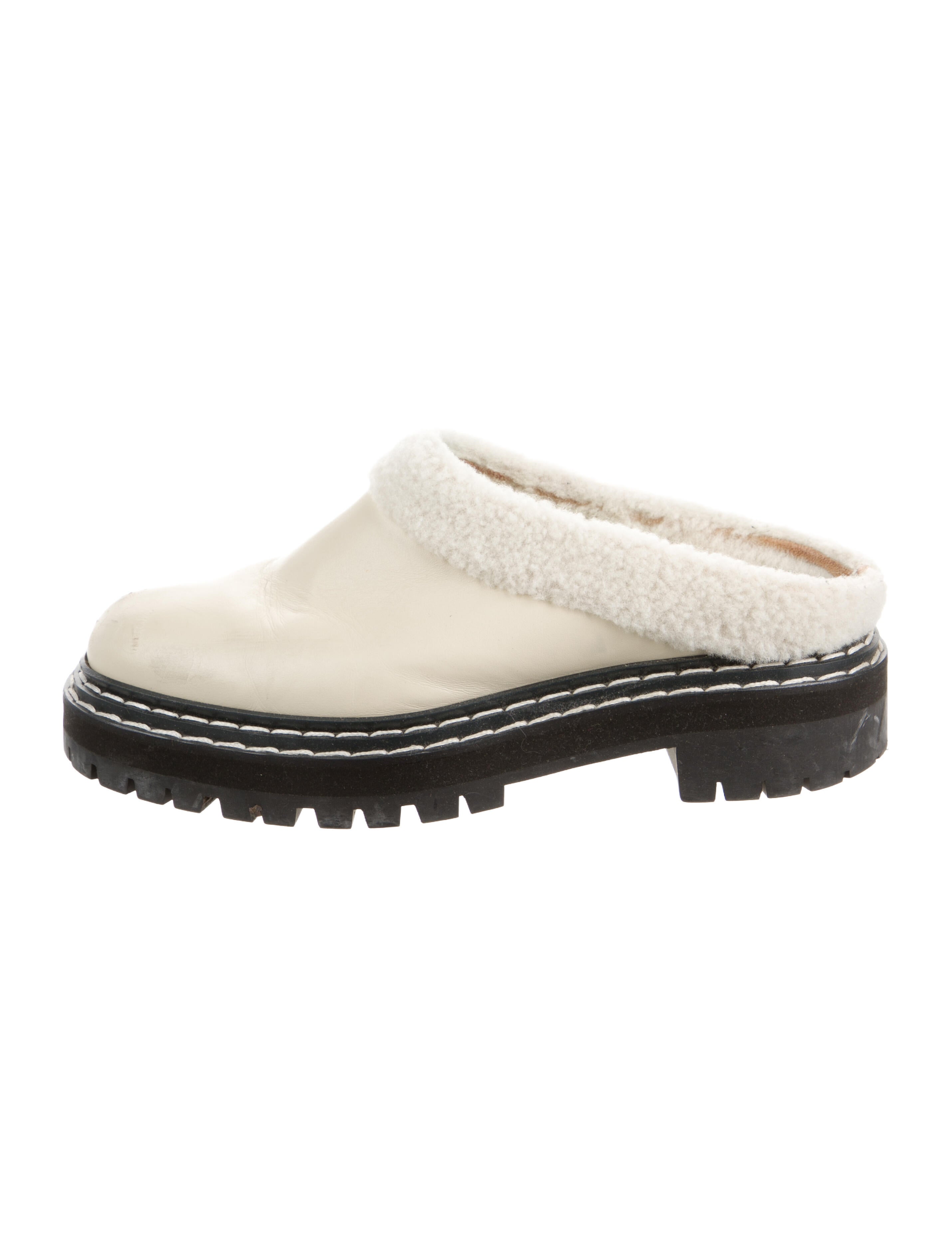 Proenza Schouler Leather Fur Trim Mules