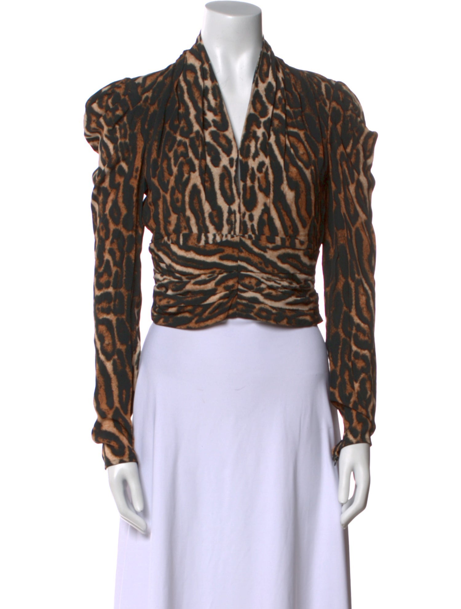 Proenza Schouler Animal Print V-Neck Crop Top