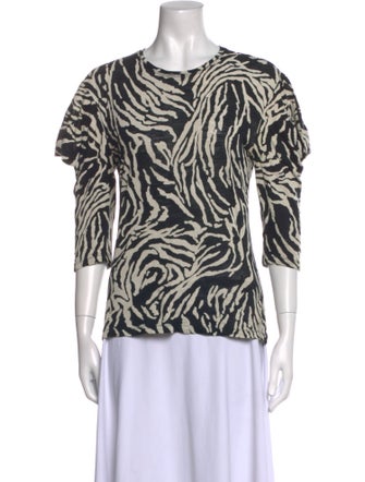Proenza Schouler Animal Print Crew Neck Top
