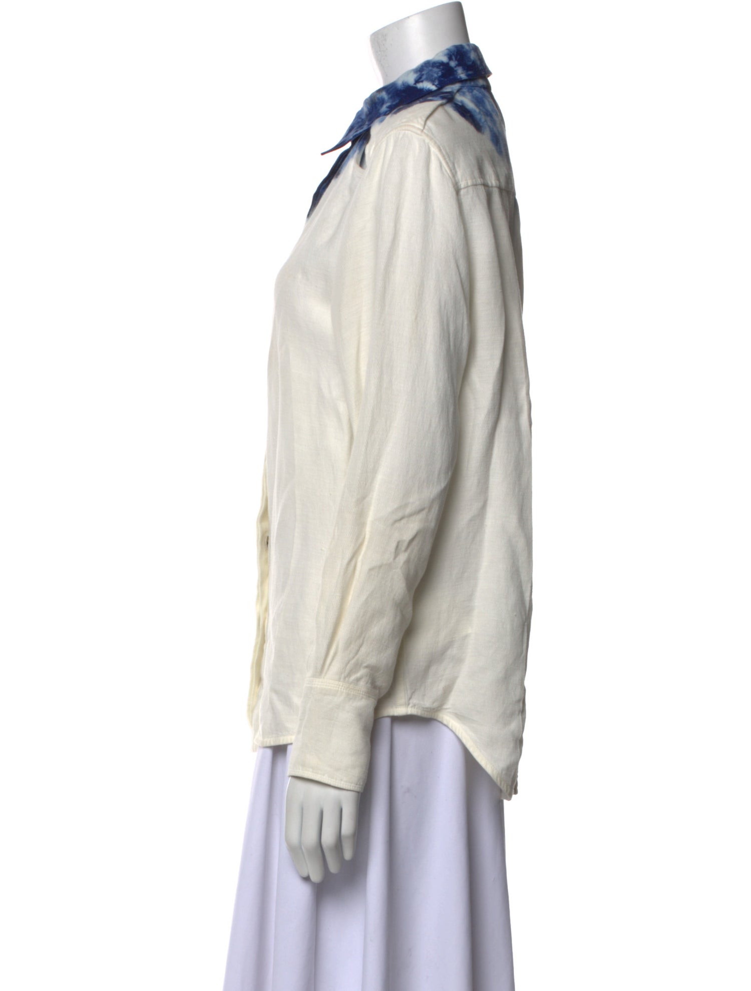 Proenza Schouler Tie-Dye Print Mock Neck Button-Up Top