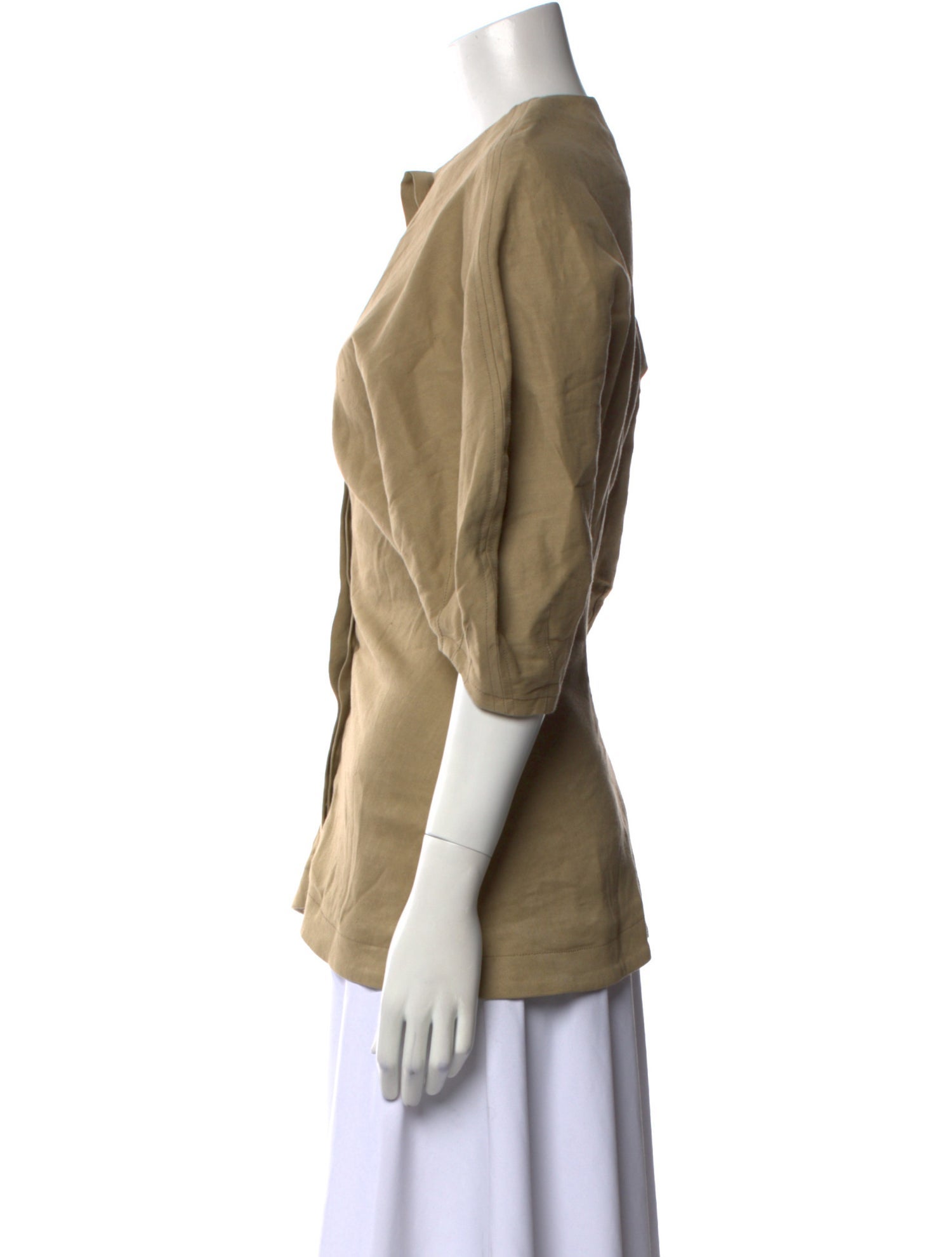 Proenza Schouler Crew Neck Short Sleeve Button-Up Top