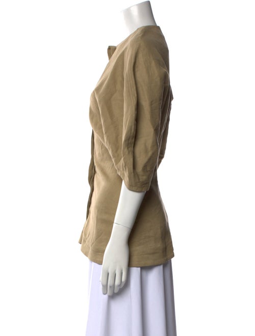 Proenza Schouler Crew Neck Short Sleeve Button-Up Top