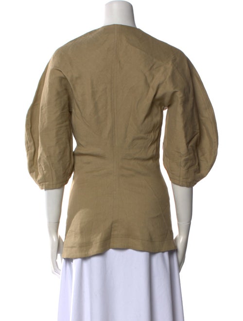 Proenza Schouler Crew Neck Short Sleeve Button-Up Top